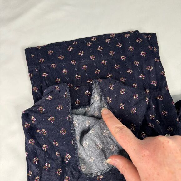 LOFT Pant Women Viscose Pull On Navy Geo Print Wide Leg Lounge Size 2 FLAW - Picture 10 of 11